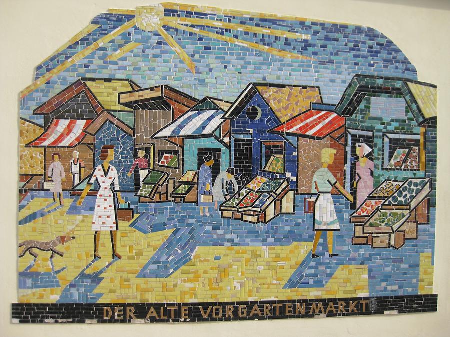 Wandmosaik 'Der alte Vorgartenmarkt' von Walter Behrens 1962