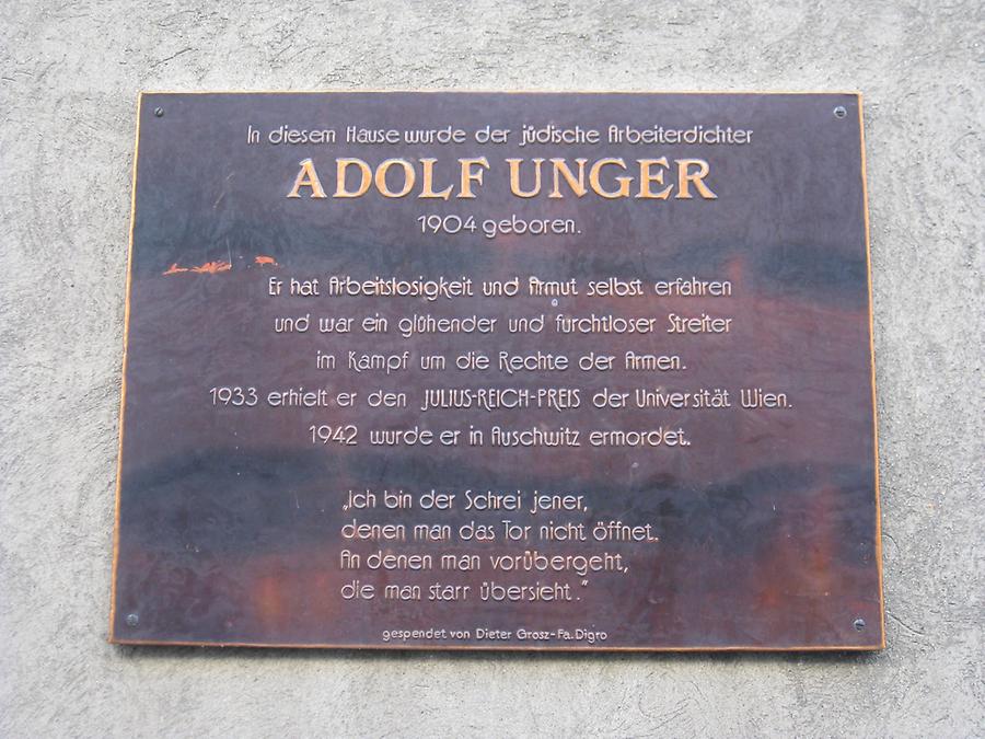 Adolf Unger Gedenktafel