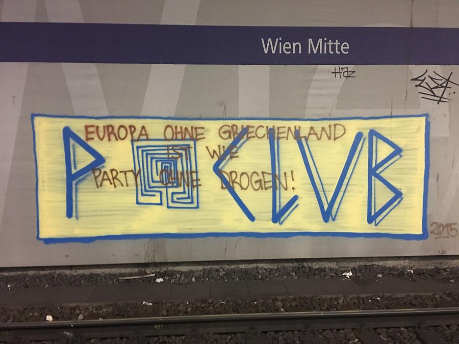 Graffito 'Europa ohne Griechenland'