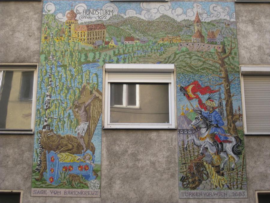 Wandmosaik 'Sage vom Bärenkreuz - Türken vor Wien'