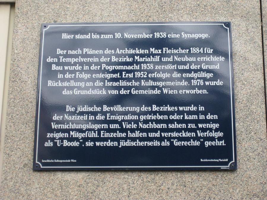 Erinnerungstafel 'Mariahilfer Synagoge'