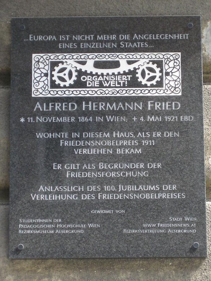 Alfred Hermann Fried Gedenktafel