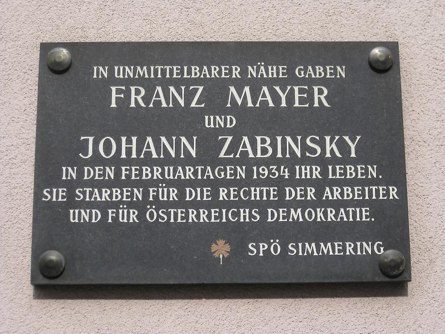 Franz Mayer- und Johann Zabinsky Gedenktafel