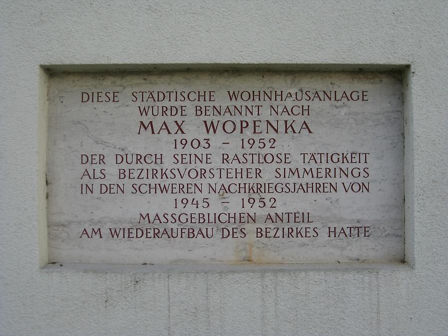 Max Wopenka Gedenktafel