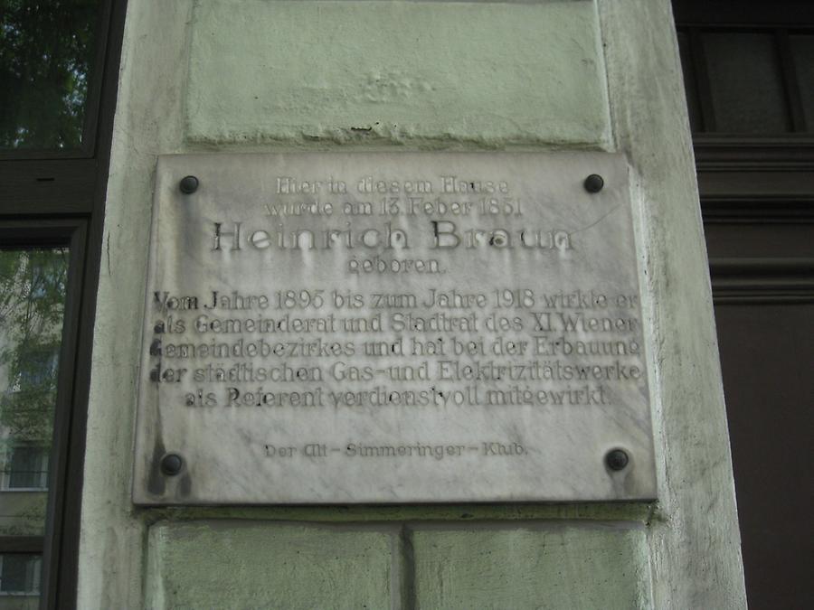 Heinrich Braun Gedenktafel