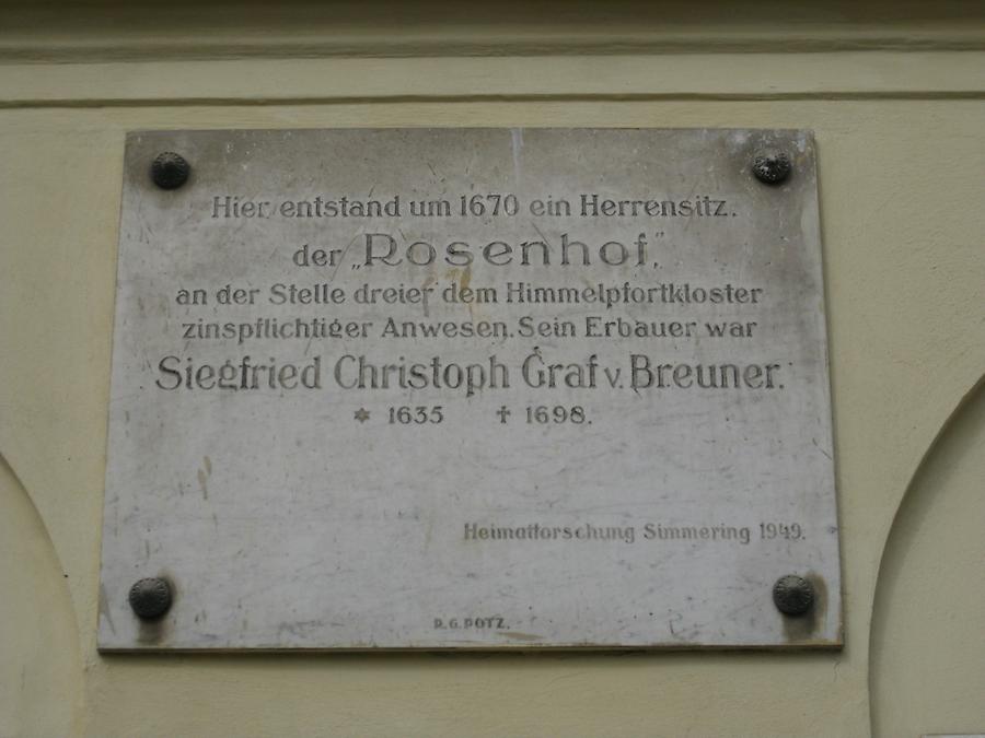 Siegfried Christoph Graf von Breuner Gedenktafel