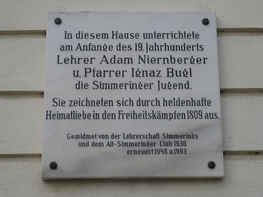 Adam Niernberger- und Ignaz Bugl Gedenktafel