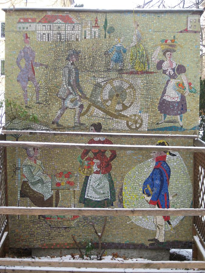 Mosaikwand 'Hietzing um 1840' (Rückseite) von Ernst Paar 1962