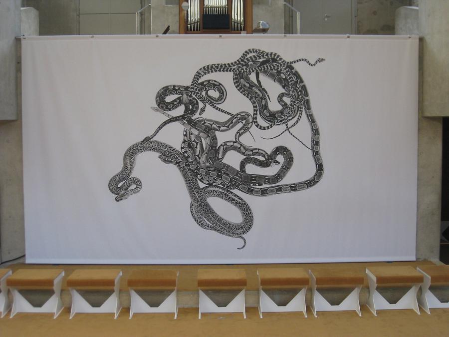 Fastentuch 'Schlangenmosaik II' von Gabriele Rothemanns 2014