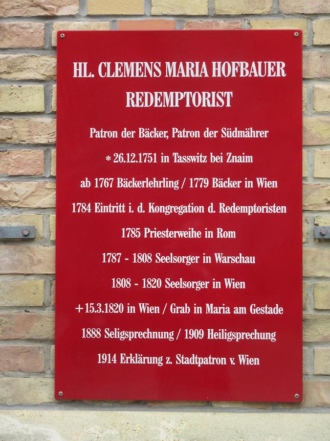 Clemens Maria Hofbauer-Gedenktafel