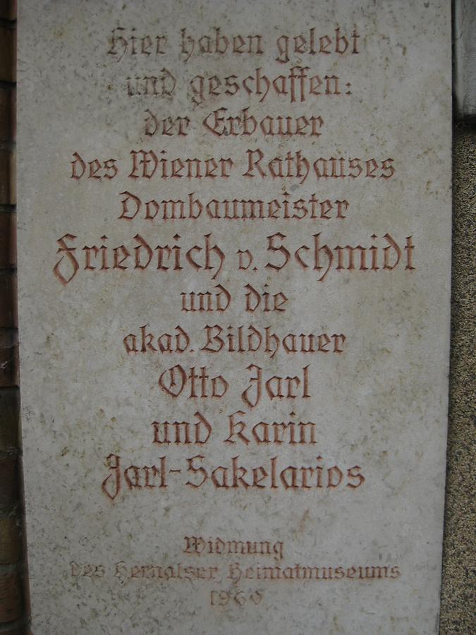 Friedrich Schmidt-, Otto Jarl- und Karin Jarl-Sakelarios Gedenktafel
