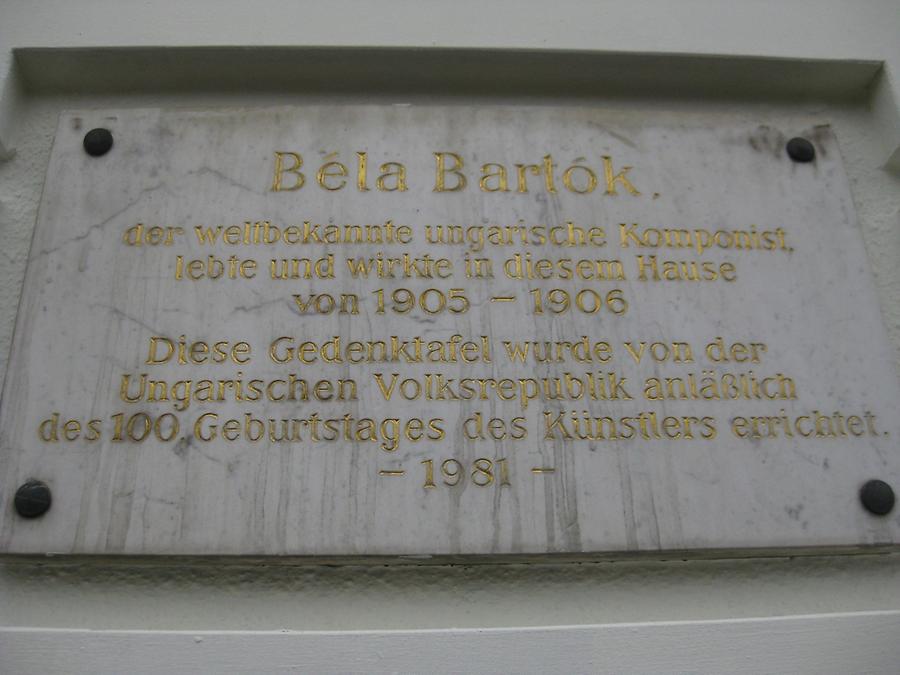 Bela Bartok Gedenktafel