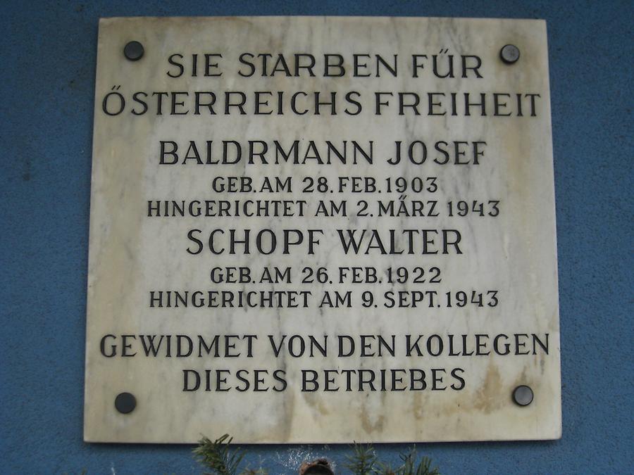 Josef Baldmann- und Walter Schopf Gedenktafel