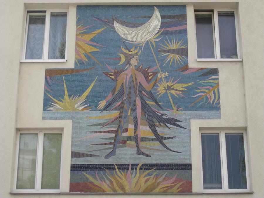 Mosaikwandbild 'Der Abend' von Wolfgang Hutter 1959