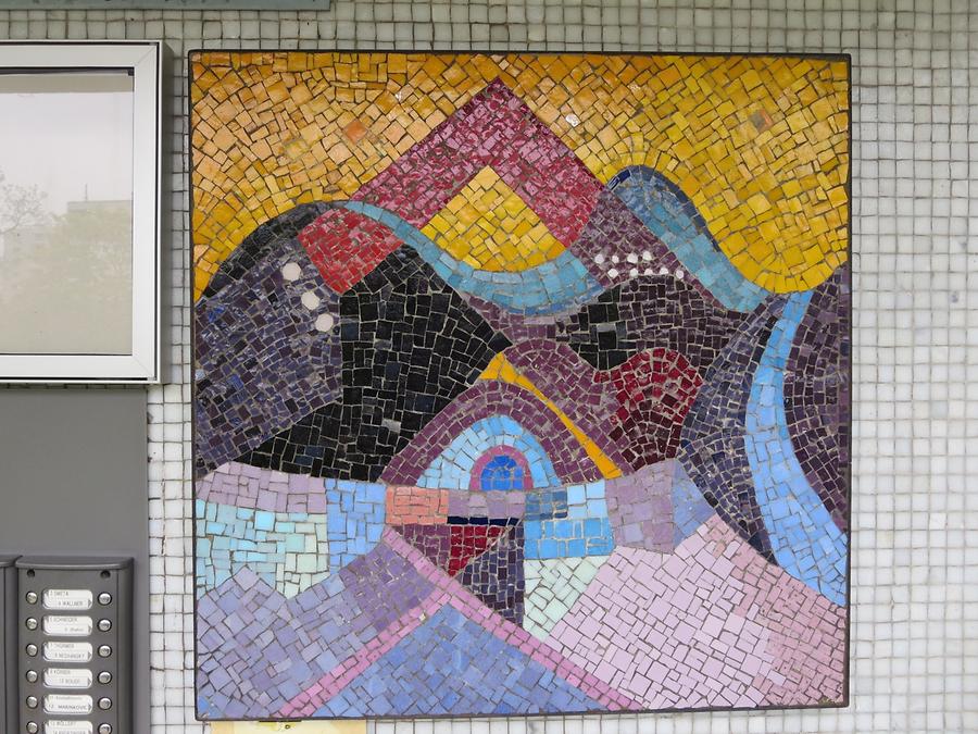 Hauszeichen-Mosaik 'Industrie und Landschaft von Erna Frank