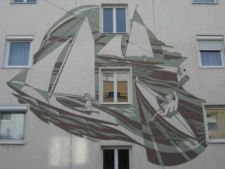 Sgraffito 'Alte Donau - Wassersport'