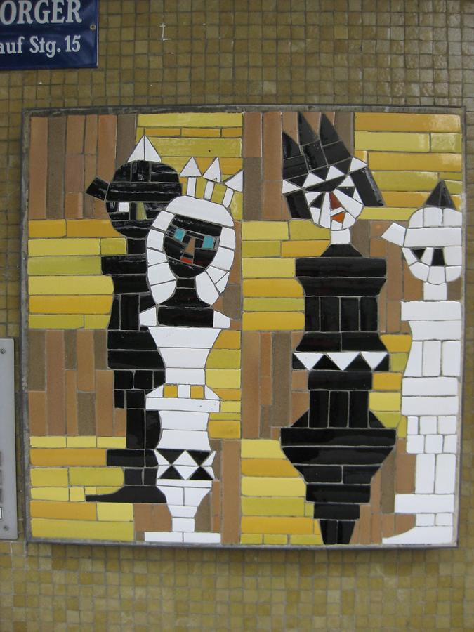 Mosaik 'Schachfiguren' von Hilde Leiter 1964