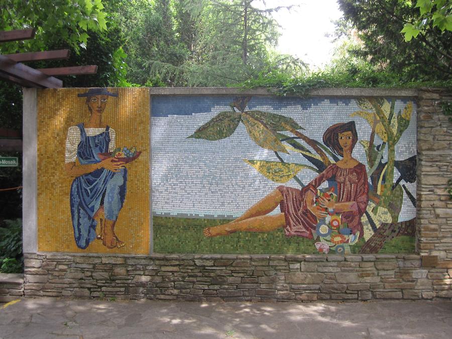 Leherb-Mosaik 'Blumengöttin Flora und Gärtnergott Vertumnus'