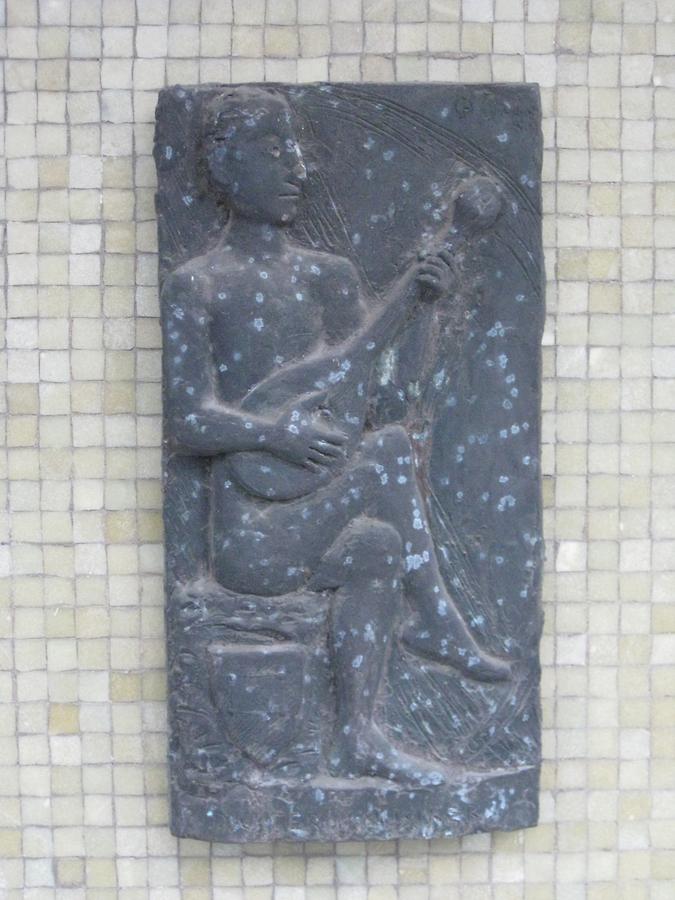 Bronzerelief 'Dicher und Musiker' von Oskar Bottoli 1966