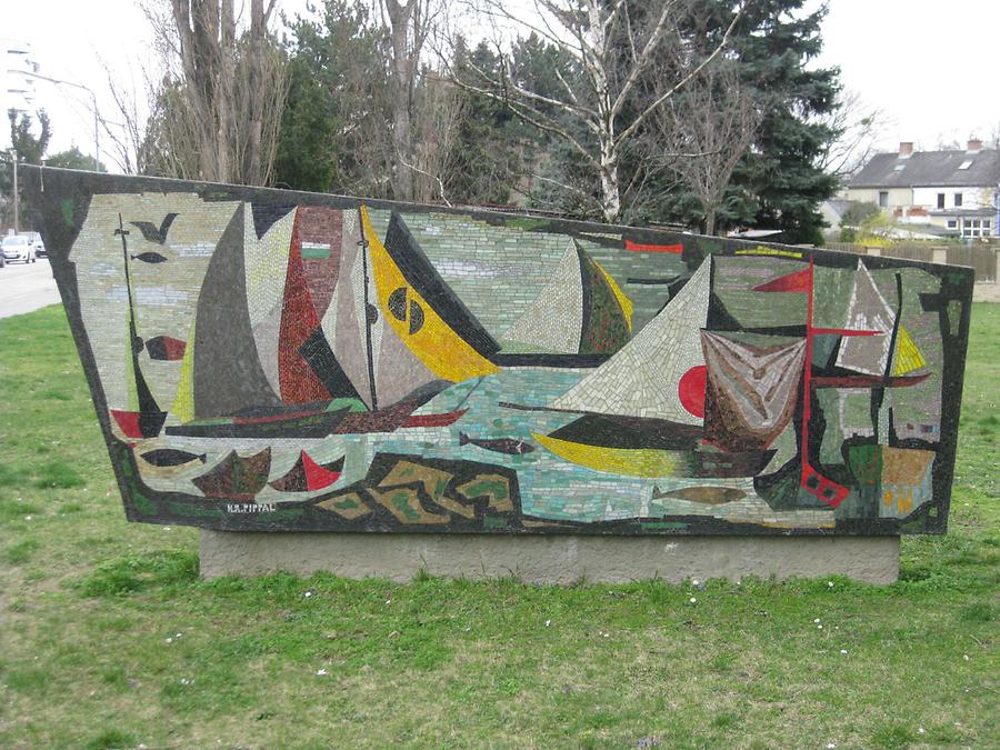 Mosaik-Natursteinwand 'Segelschiffe' von Hans Robert Pippal