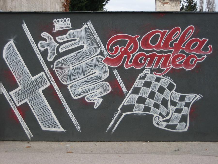 Streetart Graffito 'Alfa Romeo'