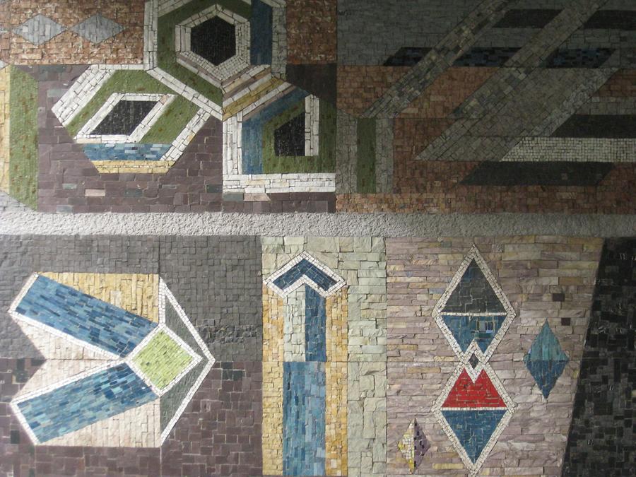 2 Mosaikstreifen 'Ordnungsysteme der Natur' von Josef Seger 1965