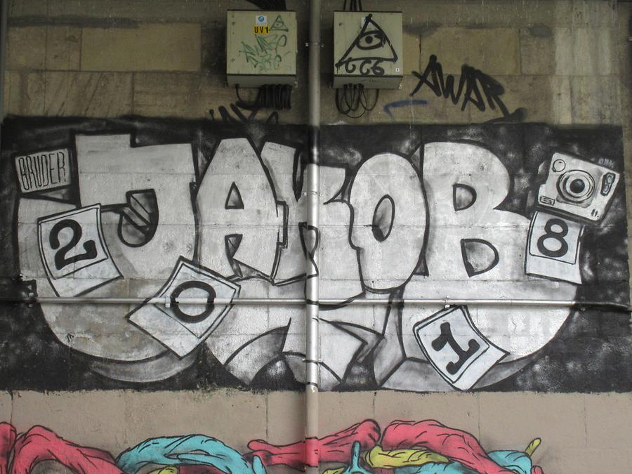 Graffito 'Jakob' - Franz Josefs-Kai - Donaukanalradweg, 1010 Wien