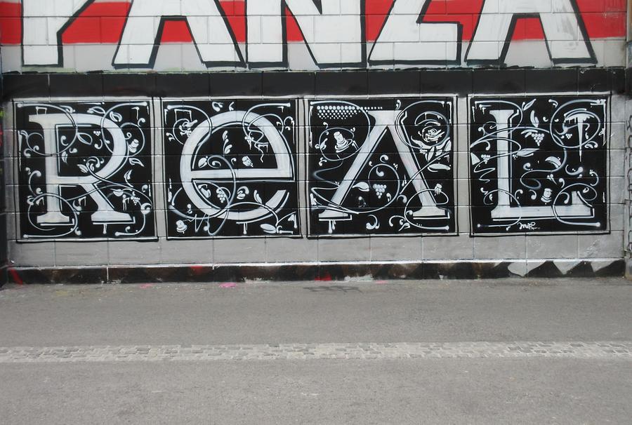 Graffito 'Real' - Franz Josefs-Kai - Donaukanalradweg, 1010 Wien