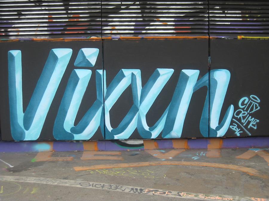 Graffito 'Vixxn' - Franz Josefs-Kai - Donaukanalradweg, 1010 Wien