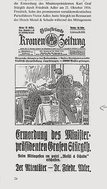 Titelseite Kronenzeitung mit Stürgkh-Attentat