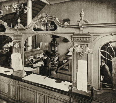 Interieur mit Bankschalter und Bankbeamten, © IMAGNO/Austrian Archives