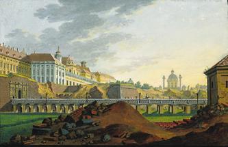 Das gesprengte Vorwerk der Burg-Bastei in Wien 1809.