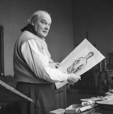 Herbert Boeckl in seinem Atelier, © IMAGNO/Franz Hubmann