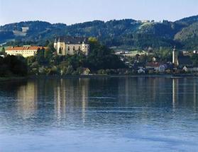 Die Greiner Stadtpfarrkirche an der Donau