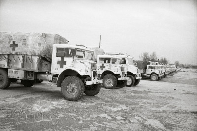 Lastwagen mit Hilfsgütern, © IMAGNO/Barbara Pflaum