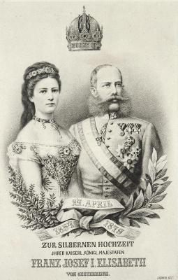 Sisi und Franz Joseph - Gedenkblatt zur silbernen Hochzeit, © IMAGNO/Austrian Archives