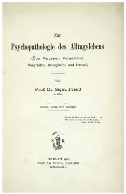 Zur Psychopathologie des Alltagslebens, © IMAGNO/Sigm.Freud Priv.Stiftung