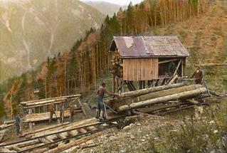 Bergstation der Holzseilbahn