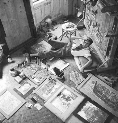 Friedensreich Hundertwasser in seinem Atelier, © IMAGNO/Helmut Baar
