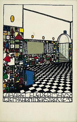 Wiener Werkstätte-Postkarte: Barraum des Cabaret Fledermaus, © IMAGNO/Austrian Archives