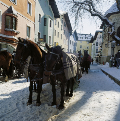 Pferdefuhrwerke in Kitzbühel, © IMAGNO/Gerhard Trumler