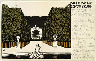 Postkarten Nr. 137 der Wiener Werkstätte (von Gustav Klimt an Emilie Flöge), © IMAGNO/Austrian Archives