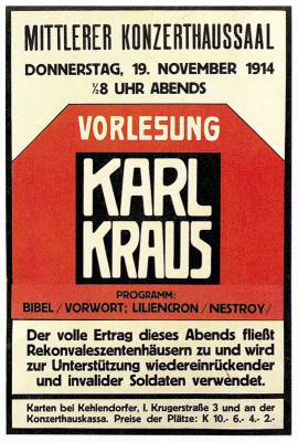 Plakat zu einer Vorlesung von Karl Kraus, © IMAGNO/Austrian Archives