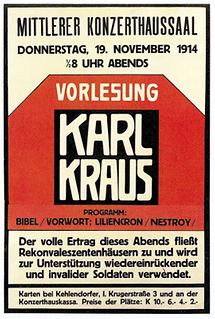 Plakat zu einer Vorlesung von Karl Kraus