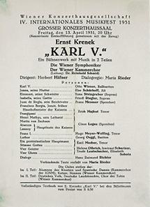 Theaterzettel zur Oper Karl V.