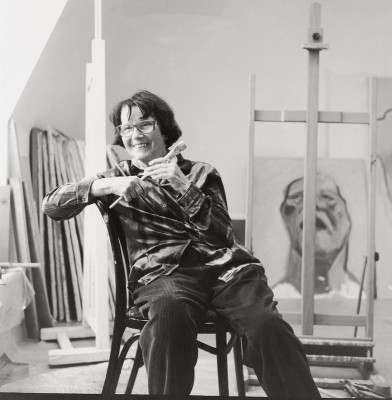 Maria Lassnig in ihrem Atelier, © IMAGNO/Franz Hubmann