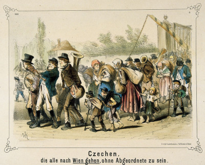 Satirisches Blatt zur Migration der Tschechen nach Wien, © IMAGNO/Austrian Archives