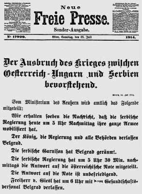 Kriegsankündigung in der Presse, © IMAGNO/Austrian Archives