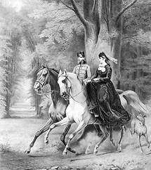 Kaiser Franz Joseph I und seine Frau Elisabeth zu Pferd