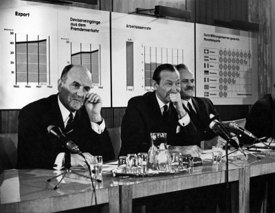 Josef Klaus, Kurt Waldheim und Theodor Piffl-Percevic, © IMAGNO/Nora Schuster